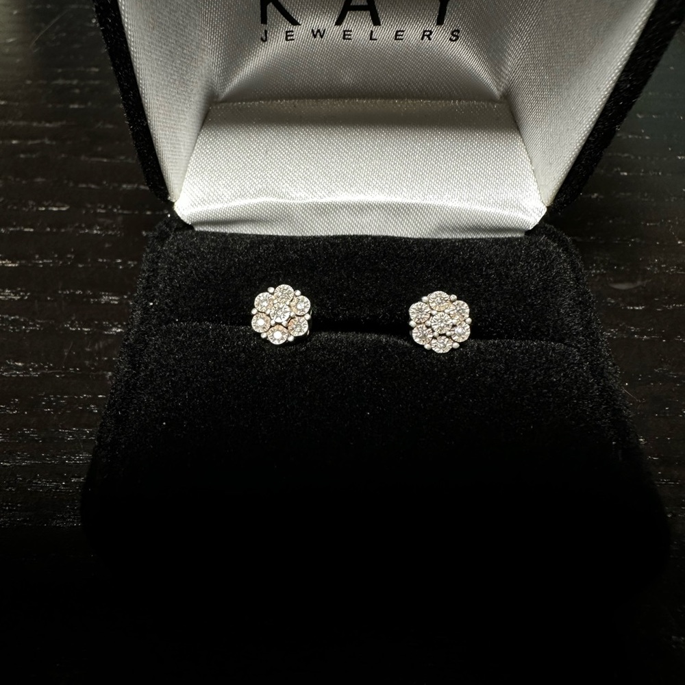 Diamond Earrings 1/10 ct tw Round-cut Sterling Silver